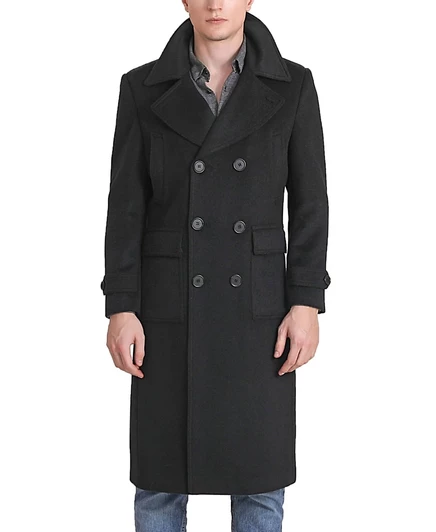 Мужское длинное пальто Landing Leathers Peter из шерстяной смеси, черное