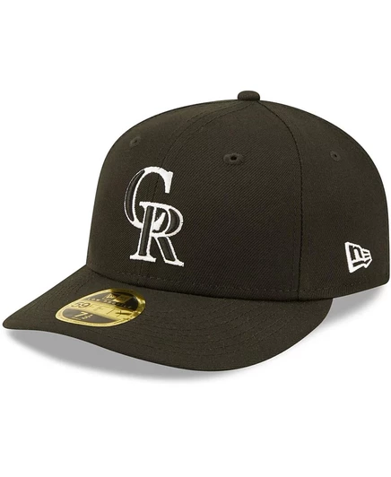 Мужская черно-белая приталенная шляпа New Era Colorado Rockies с низким профилем длиной 59 см.