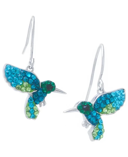 Серьги Macy's «Колибри», серебро, зелёно-синие