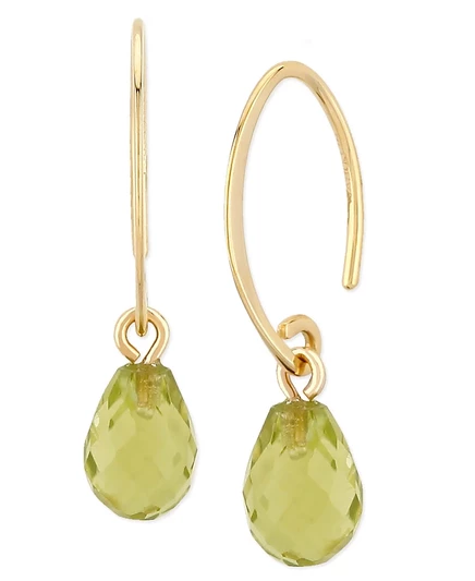 Серьги-подвески Macy's из золота 585 пробы, перидот