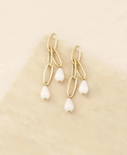 Длинные серьги с овальным жемчугом ETTIKA gold plated