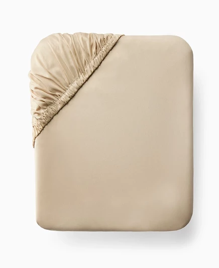Натяжная простыня Sferra Fiona сатиновая Full, бежевая