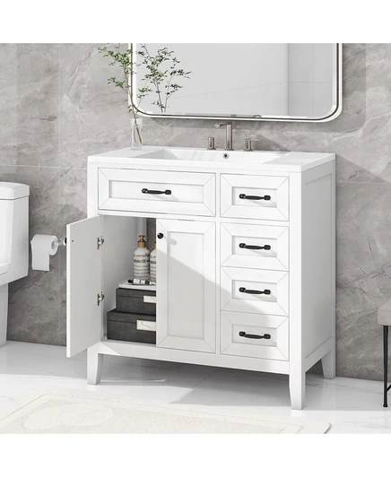 Тумба под раковину CASAINC 36″ с умывальником, белая