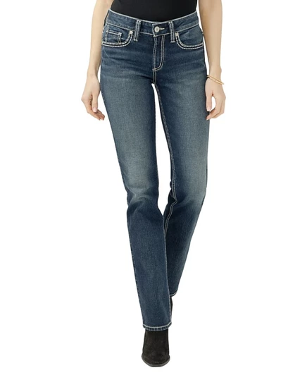 Silver Jeans Co. Женские джинсы Suki средней посадки с пышными формами, зауженные к низу, синие