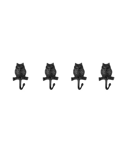 Набор настенных крючков Danya B Owl on Branch, 4 шт., черные