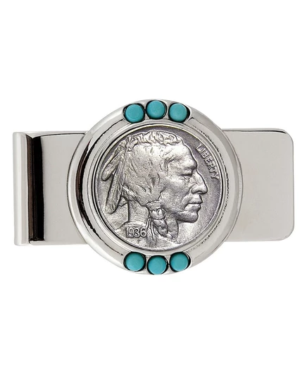 Зажим American Coin Treasures «Баффало», серебристый