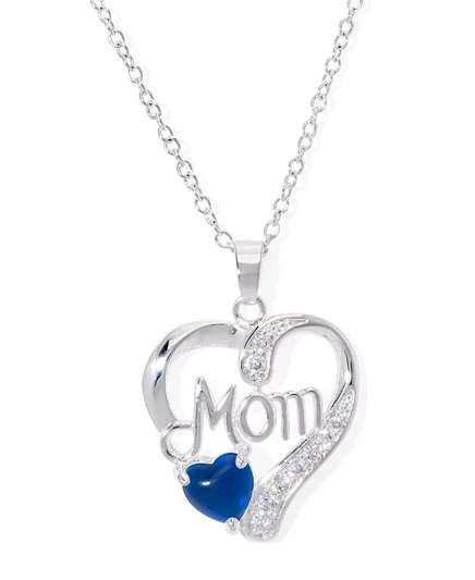 Колье Macy's «Mom» с имит. голубым топазом, 46 см