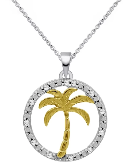 Женское колье Macy's Diamond Palm Tree 18″, золотистое