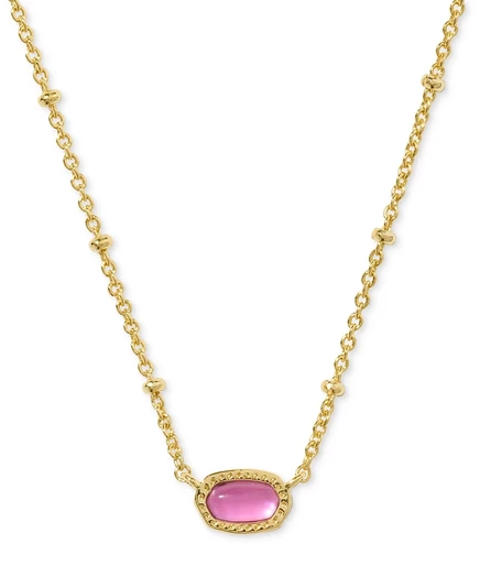 Короткое колье-подвеска в золотой оправе с эмалью Mini Elisa от Kendra Scott, удлинитель 15 дюймов + 4 дюйма, розовый