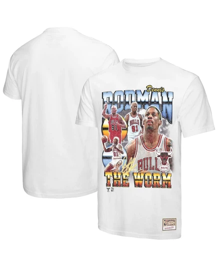 Мужская футболка Dennis Rodman White Chicago Bulls Hardwood Classics  white
