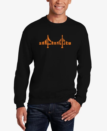 Мужская толстовка с круглым вырезом San Francisco Bridge Word Art black