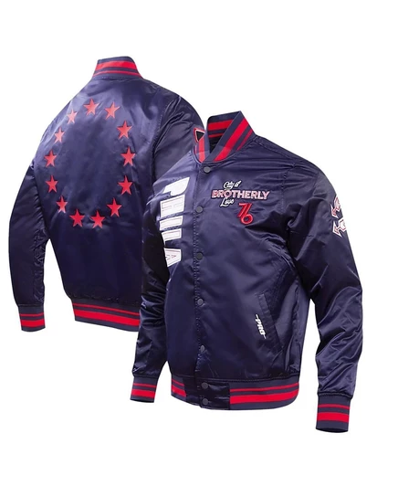 Мужская сатиновая куртка Pro Standard 76ers, темно-синяя