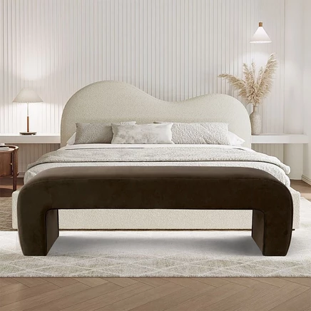 Maison Boucle60" Скамья с водопадной обивкой на каркасе из массива дерева и ткани Букле для спальни или прихожей