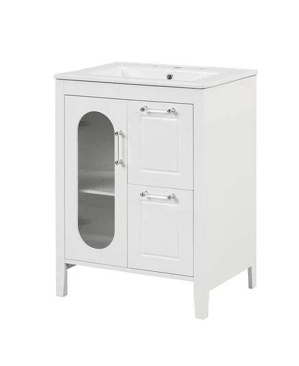 Туалетный столик Streamdale Furniture 24" для ванной комнаты с раковиной и выдвижными ящиками белый