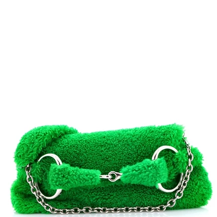 Женская сумка Gucci Horsebit средняя из овчины, зеленая