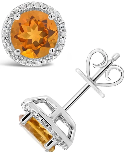 Женские серьги Macy's с бриллиантами, серебро, цитрин