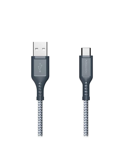 Высокоскоростной 6-футовый кабель Ventev с оплеткой USB A-USB C-Серый