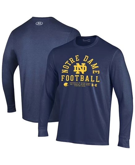 Мужская футболка с длинным рукавом Under Armour Notre Dame Fighting Irish, темно-синяя