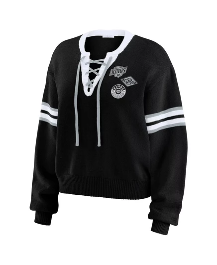 Женский черный укороченный свитер на шнуровке Los Angeles Kings от Erin Andrews от WEAR by Erin Andrews black