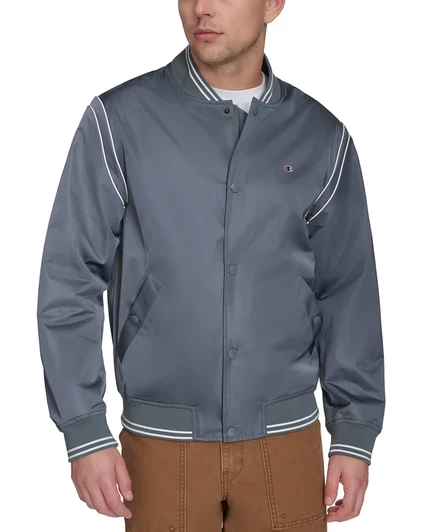 Мужская куртка-бомбер Champion Varsity Stripe, серая