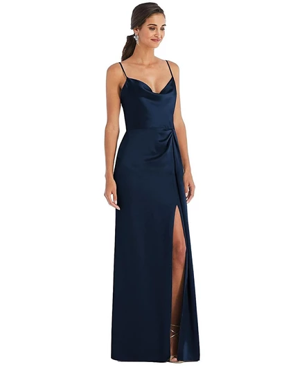 Женское платье-макси Dessy Collection с драпировкой, синее