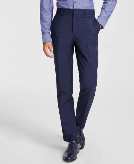 Костюмные брюки из шерсти для мужчин Hugo Boss blue
