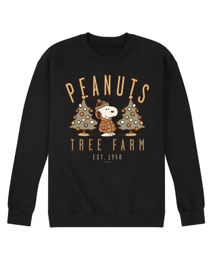 Мужская толстовка с круглым вырезом Peanuts Snoopy Christmas Tree Farm black