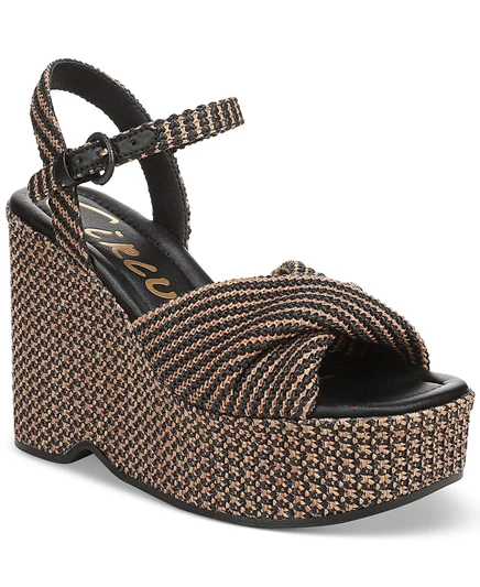 Женские босоножки на танкетке из рафии на платформе Joanne от Sam Edelman черного цвета