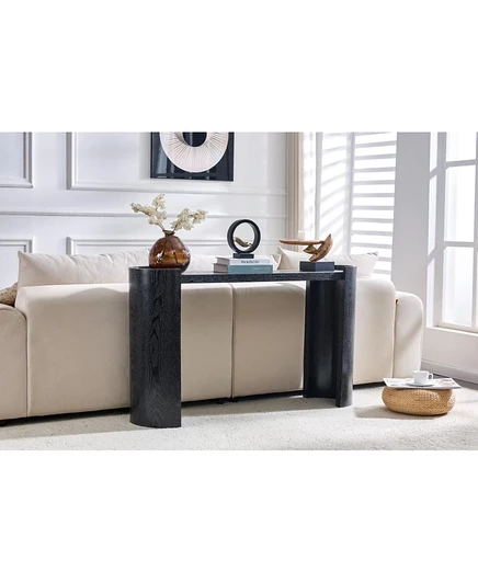 Изогнутый столик в прихожей Streamdale Furniture - минималистичный приставной столик для дивана у входа, черный