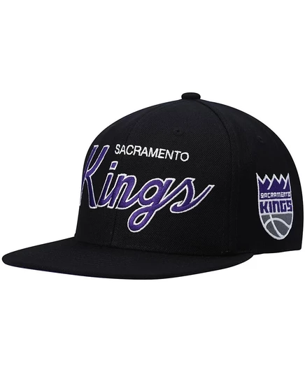 Мужская кепка Mitchell & Ness Black Sacramento Kings Hardwood Classics Script 2.0 с застежкой-молнией black