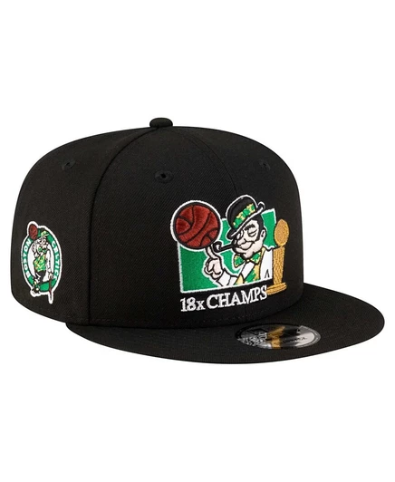 Мужская черная бейсболка Boston Celtics Lucky 18x Champs 9FIFTY Snapback от New Era black