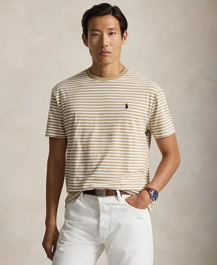 Мужская футболка Polo Ralph Lauren в классическую полоску коричнево-бежевого цвета от Polo Ralph Lauren