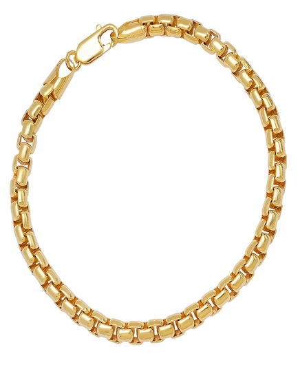 Унисекс браслет Steeltime box-link, серебро с 14k позолотой, 9″