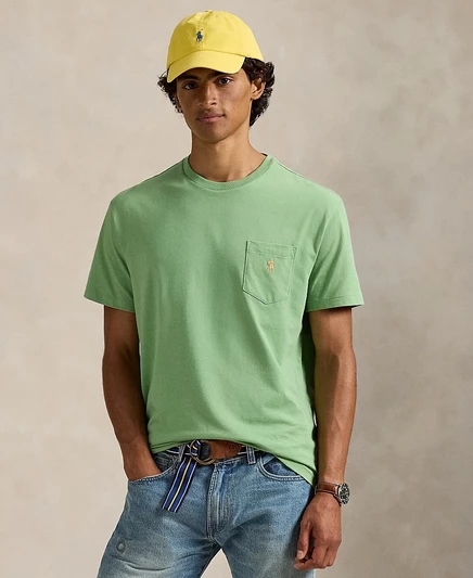 Мужская футболка Polo Ralph Lauren Classic с карманом, зеленая