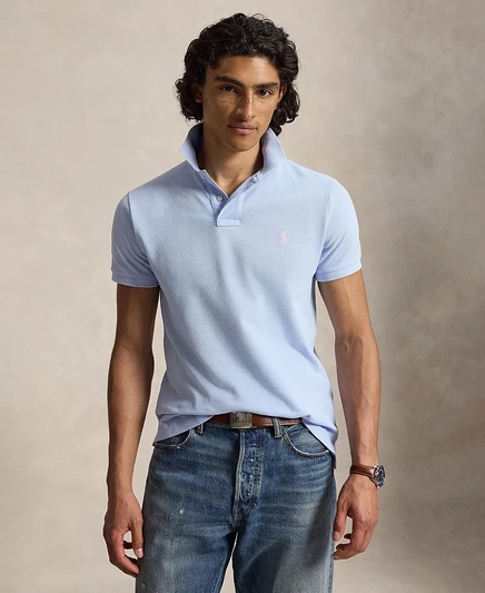Мужское поло Polo Ralph Lauren Custom Slim-Fit, синее (2)