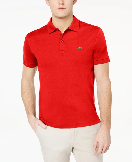Мужское поло Lacoste обычного покроя с мягким на ощупь коротким рукавом 240 - red