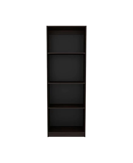Плоский книжный шкаф FM FURNITURE Bear с открытым хранилищем и 4 полками, окрашенный в коричневый цвет ореха