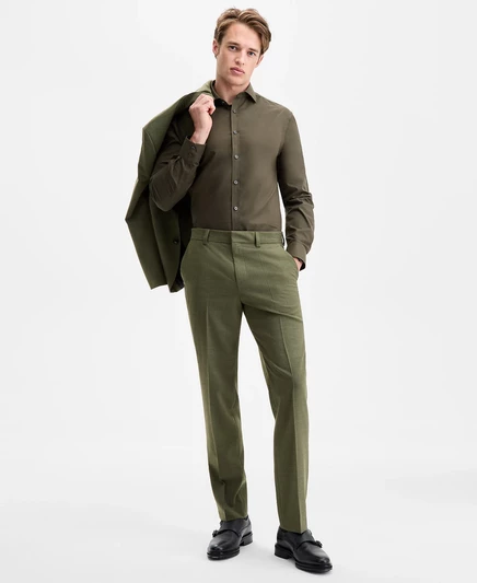 Мужские брюки hugo boss modern fit костюмные, зеленые