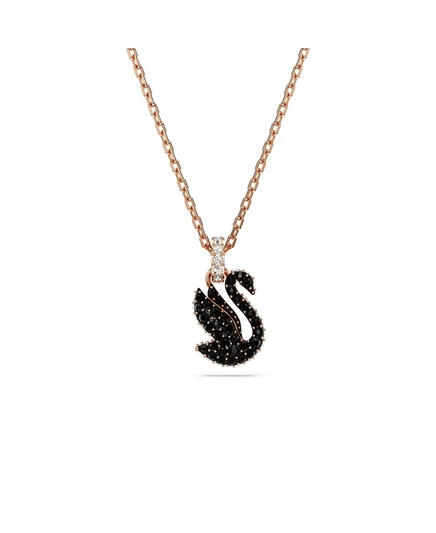 Колье Swarovski Swan Small черное и розово-золотистое