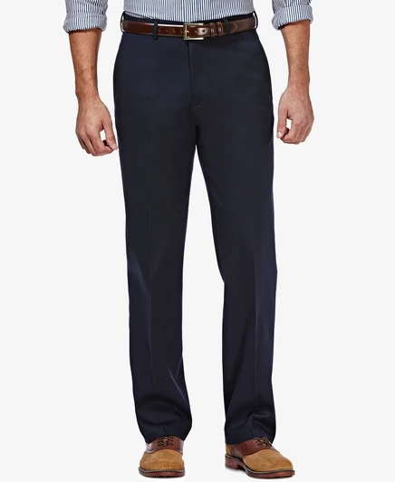 Брюки Haggar Mens Premium без подкладки цвета хаки классического кроя с плоской передней частью и скрытой расширяющейся талией navy