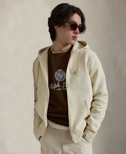 Мужское худи Polo Ralph Lauren на молнии, кремовое