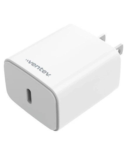 Универсальное настенное зарядное устройство Ventev 20 Вт ULTRAFAST USB C с кабелем USB C для подключения Apple Lightning-Белый