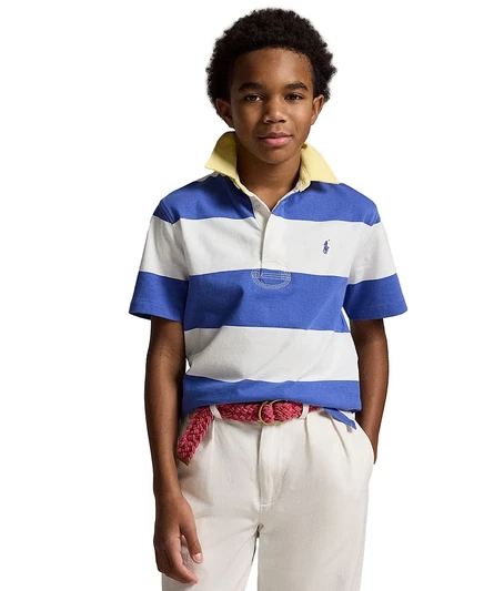 Мальчиковая рубашка Polo Ralph Lauren Rugby в полоску, синяя