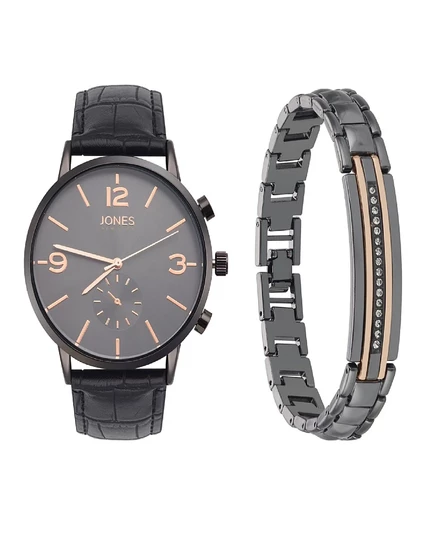 Мужские часы Jones New York 42 мм с браслетом, черные