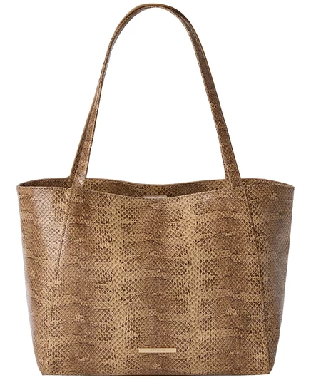 Большая кожаная сумка Brahmin Mona Bonaire коричневого цвета