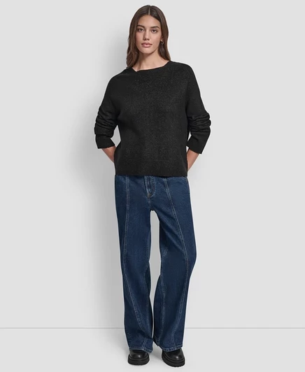 Женский свитер DKNY Jeans с металлической нитью, черный