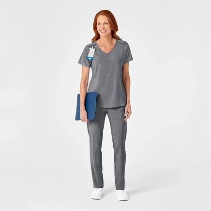 Женский скраб-топ с имитацией обертывания Wink RENEW grey heather
