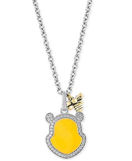 Подвеска Wonder Fine Jewelry Winnie the Pooh с бриллиантами и эмалью, золотистая