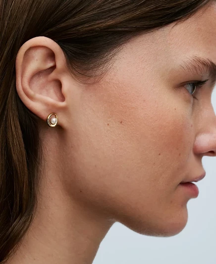 Позолоченная серьга из пресноводного культивированного жемчуга Pandora 14K овальной формы, обработанная золотом