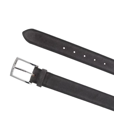 Мужской ремень Trafalgar из итальянской замши Armando 35 мм с перьями по краю light grey